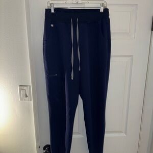 Figs Dark Blue Joggers with Gray Drawstring
